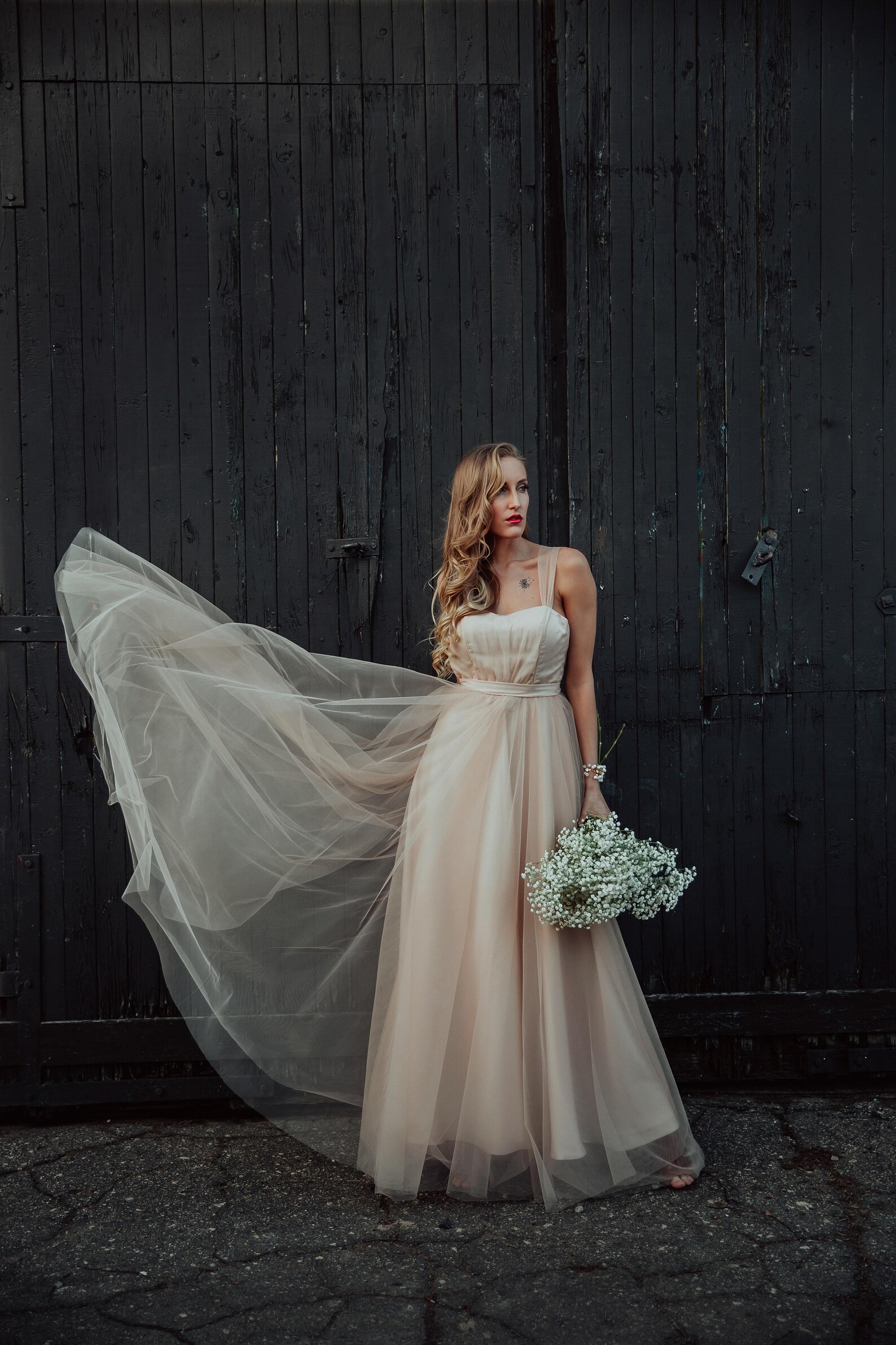 Bohemian Beige Tulle Wedding Dress With Bow Detail/romantic - Etsy