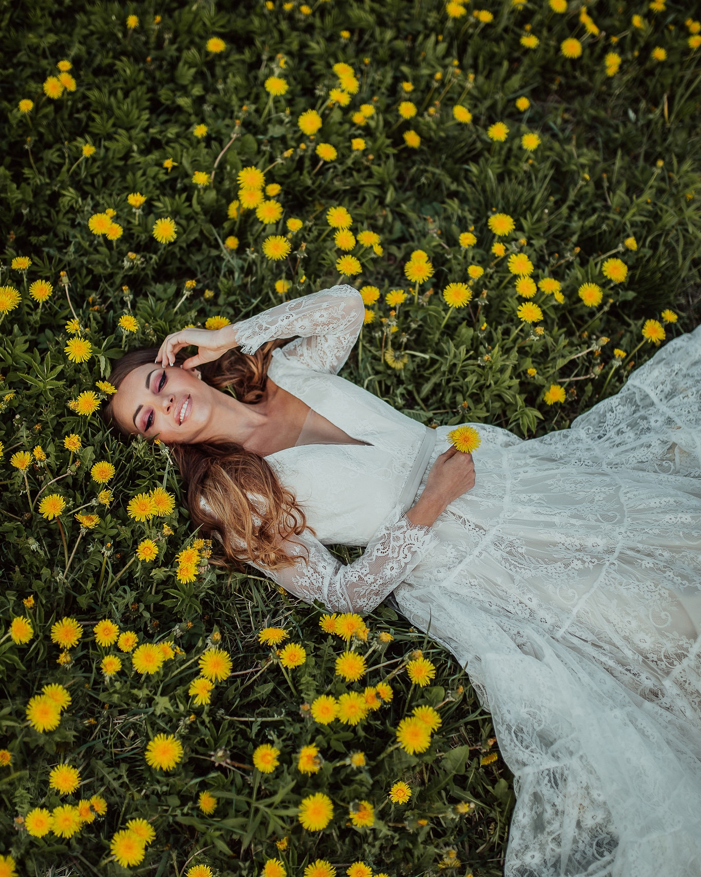 sunflower lace wedding dress