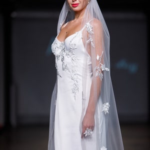 Ivory satin wedding dress / floral details wedding gown / naked back sexy wedding slip gown / wedding dress in ivory / amelii dress handmade image 5