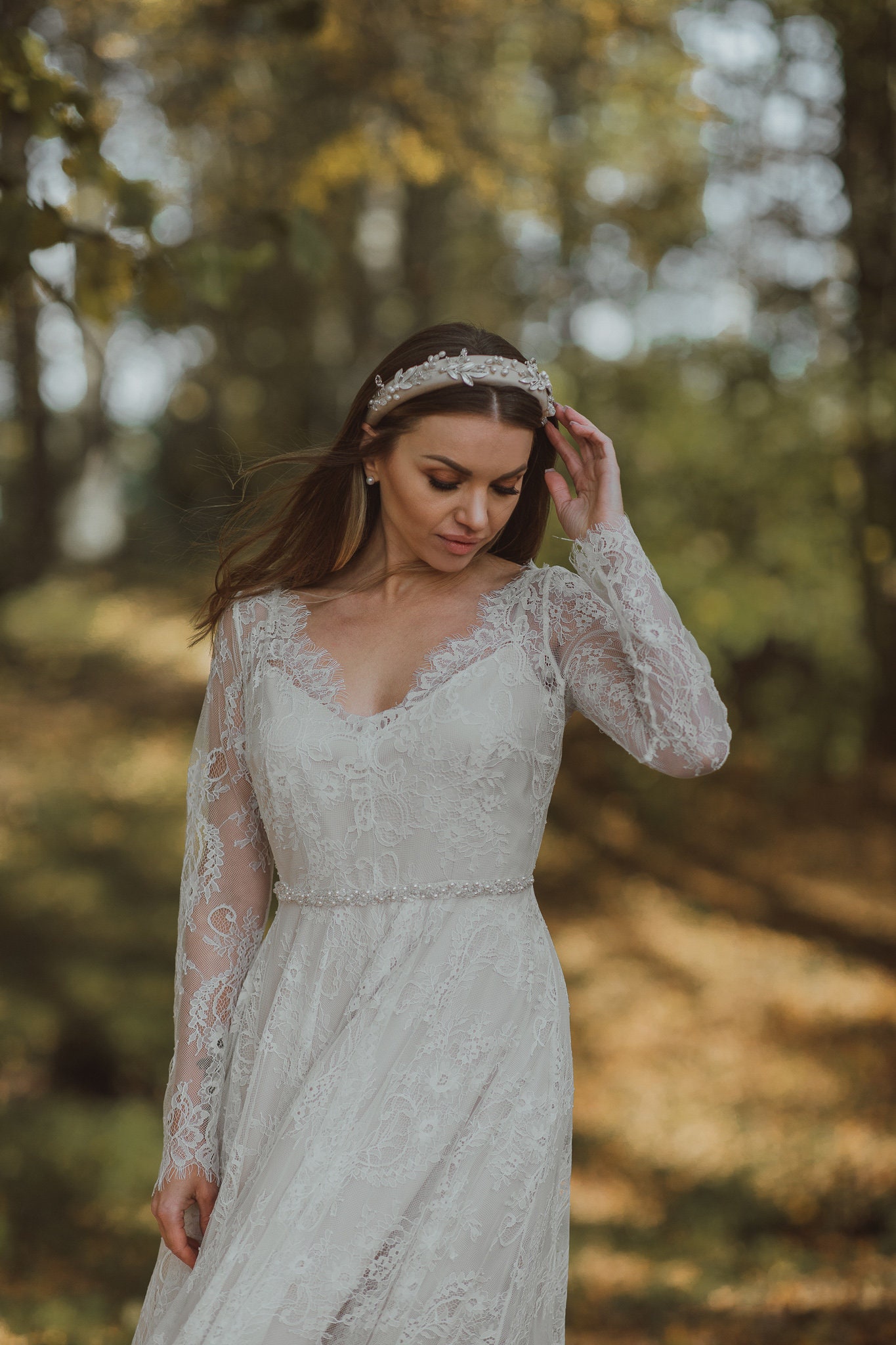 etsy long sleeve wedding dress Long Sleeve Lace Wedding Dress - Handmade Romantic Gown