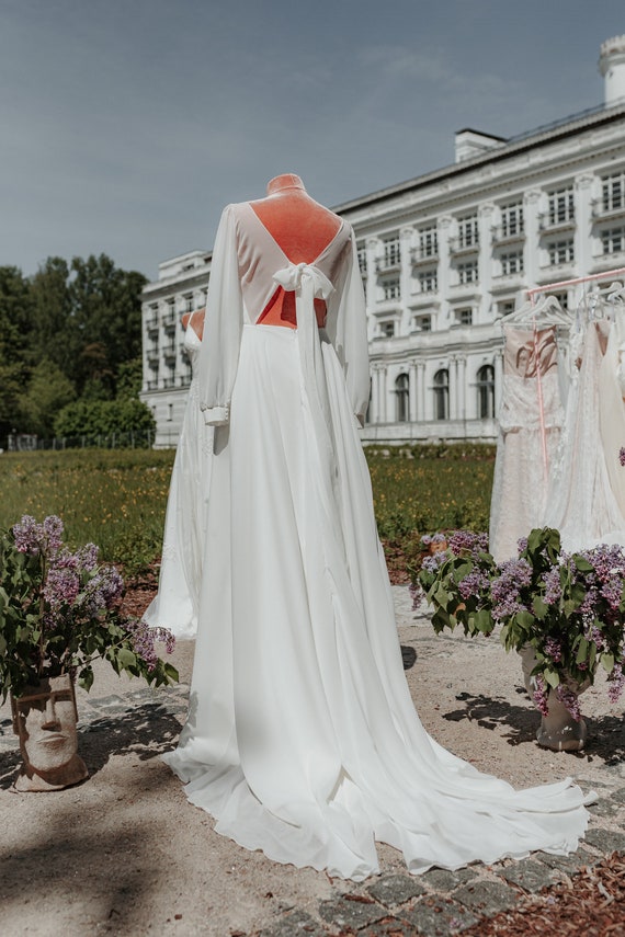 Vestido de novia de gasa / Vestido de novia con cinta de gasa - Etsy México Vestido de novia de gasa / Vestido de novia con cinta de gasa - Etsy México