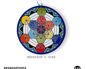 Sacred Geometry Metatron's Cube Ceramic Tile, Holistic Healing, Yoga, Crystal Grids