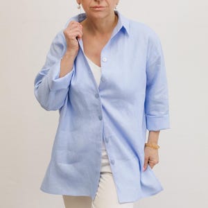 Linen collar shirt, Linen shirts for women, Linen long sleeve shirt, Linen button down top, Linen collar blouse, Linen clothes