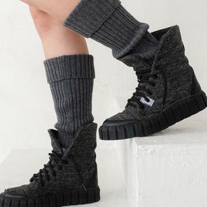 Wool yoga socks, Ballet dance socks knee high, Soft merino ankle warmers, Women&#39;s knitted leg warmers, Cozy boot cuffs