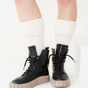 Slouchy legwarmers, Women's Knee High Welly Socks, Knitted 100% Merino Wool Legwarmers, Soft Woolen Footless Yoga Pilates Leg Warmers,