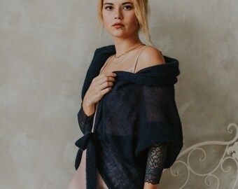 Mohair Cardigan, Thin Knit Bridal Shrug Wool Wrap, Women's Sheer