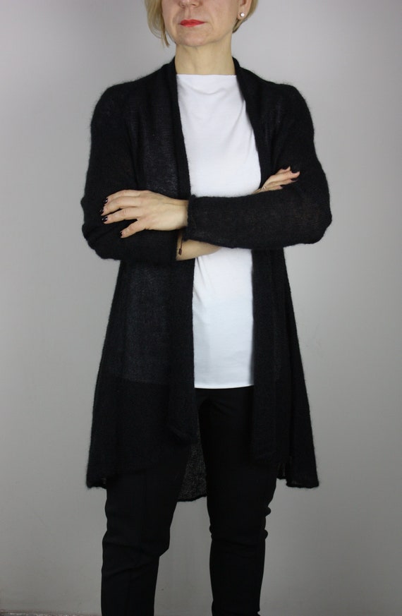 long black waterfall cardigan