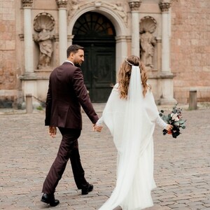 Handmade Mohair Bridal Cardigan: White Lace Sleeve Wedding Coverup image 3