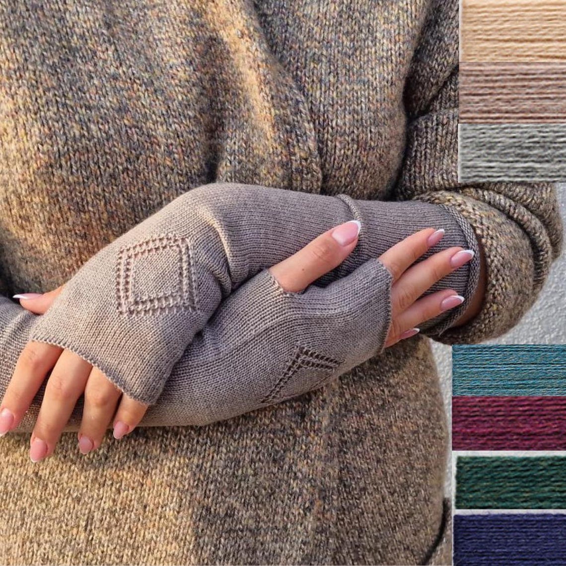 Wool Arm Rests Merino Wool Knitted Long Arm Warmers for Her, Merino Wrist Warmers ...