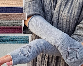 Merino wool knitted long arm warmers for her, Merino wrist warmers women, fingerless arm gloves, long gloves, fingerless gloves woolen
