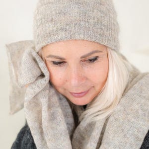 Mohair hat and scarf set for women, Knitted warm mohair beanie and scarf, winter accessories, chunky infinity scarf, feminine fashion
