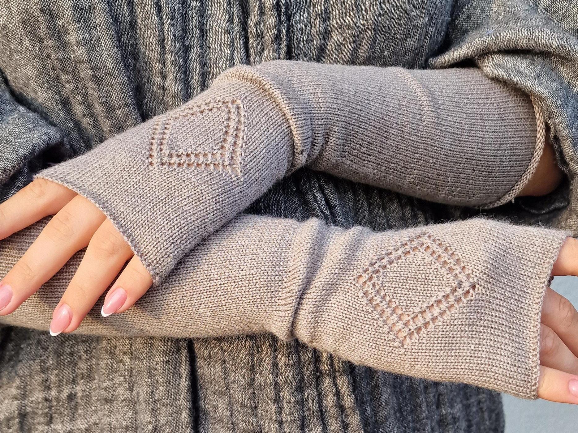 Wool Arm Rests Merino Wool Knitted Long Arm Warmers for Her, Merino Wrist Warmers ...