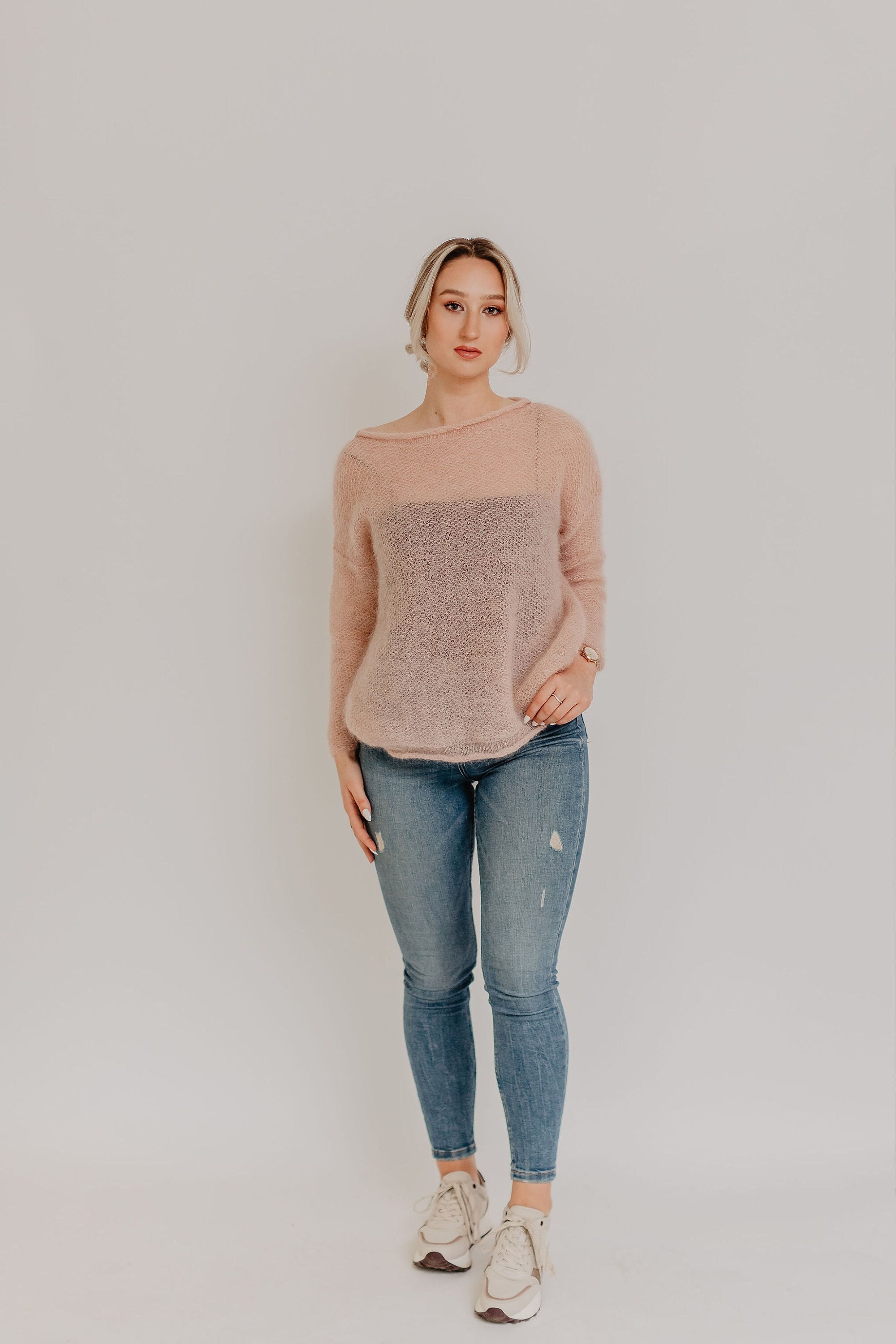 Oversized Sheer Knit Nude Sweater Mohair Wool Knitted Jumper - Etsy  Australia