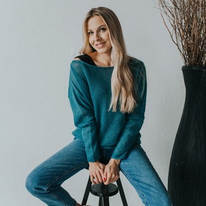 Mohair sweater,  Sweater for women, Off shoulder sweater, Oversized jumper, Plus size sweater, see through sweaters, Maternity clothes, Gift