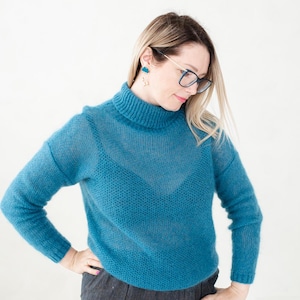 Tunic jumper, Plus size sweater, Turtle neck sweater women, Mohair wool jumper, Knitted loose fit pullover, Sweater knit, Lightweight top