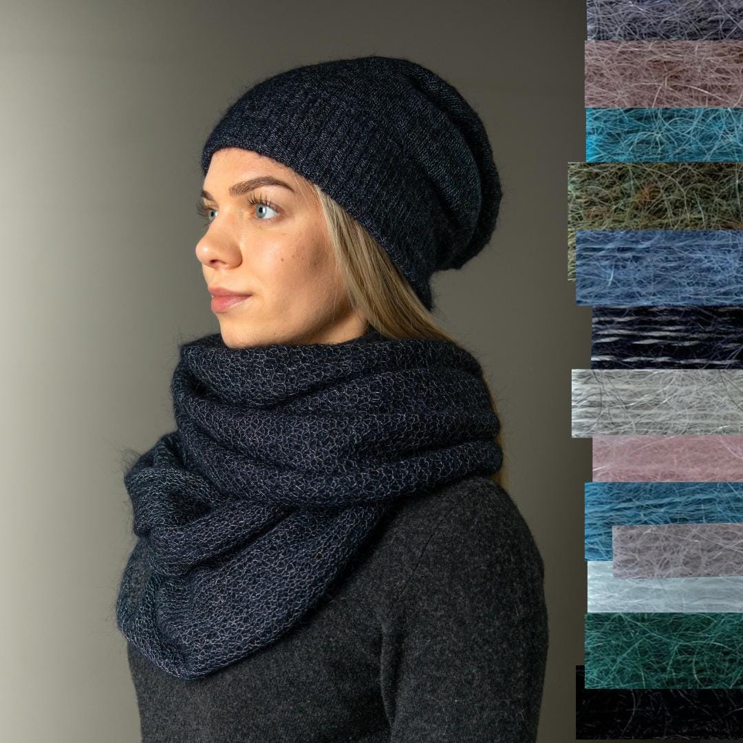 Navy Hat Scarf Set - Etsy