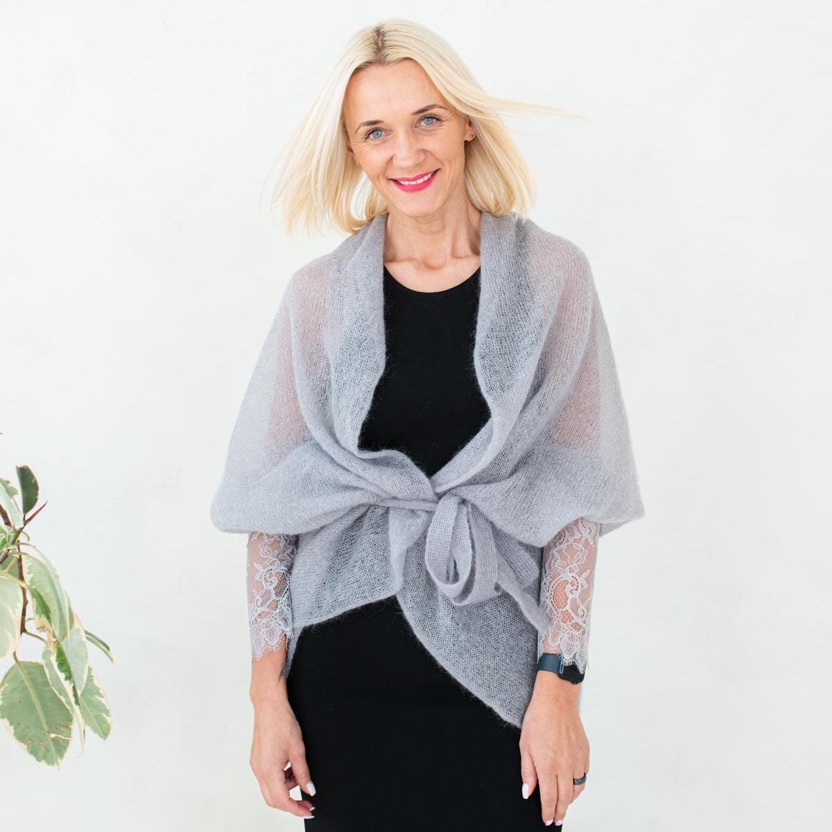 Mohair Cardigan, Thin Knit Bridal Shrug Wool Wrap, Women's Sheer