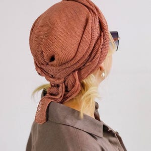 Multifunctional Turban headwrap Head covering Linen for her, Summer Bandana, Headscarf for summer, Boho Knitted Bandana head, Shoulder Cover
