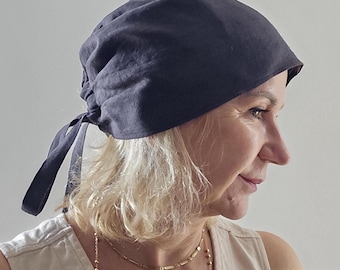 Women&#39;s linen sun hat, Linen Summer Hat, Headwear UPF 50+ Sun protection, Hair loss sun hat, Natural linen headwear