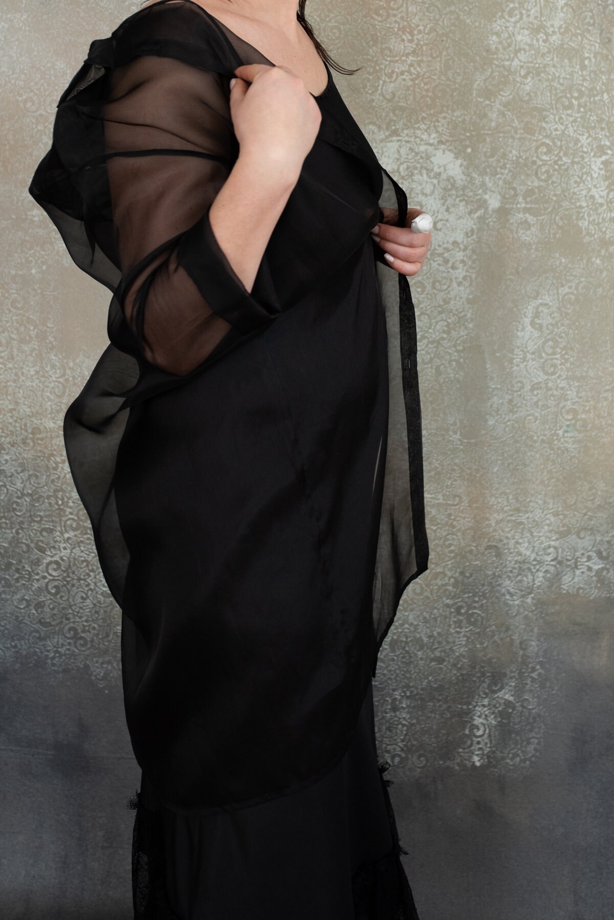 black organza shirt dress ORGANZA LAWN FOLDED SHIRT DRESS THE SHOP YOHJI YAMAMOTO