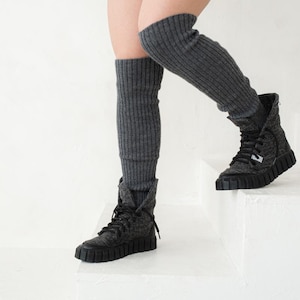 Women's Knee High Welly Socks, Slouchy legwarmers, Knitted 100% Merino Wool Legwarmers, Soft Woolen Footless Yoga Pilates Leg Warmers