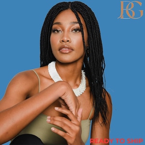 Box Braid Wig, Hair Braided Wig, Wigs for Black Women, Ready to Ship Afro Black Wig, Personalized 12 Inch Box Braided Wig 4x4 Closure