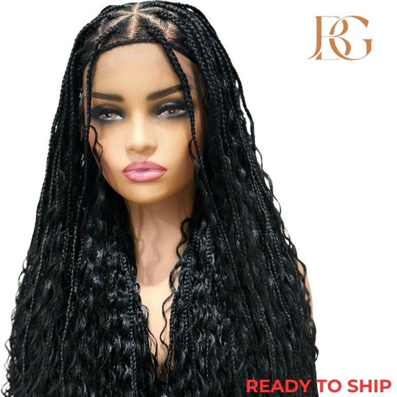 36 Inch Knotless Braided Wig, Lace Front, Natural Hair 