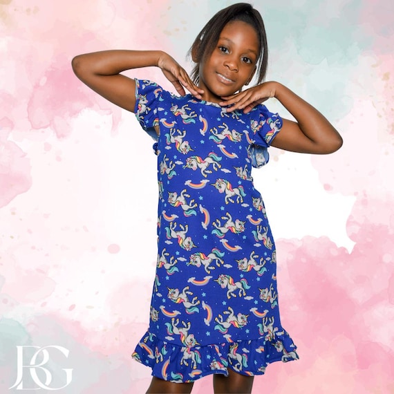 Camicia da notte blu unicorno per bambine, camicia da notte unicorno per  bambine, morbida camicia da notte con stelle, abito arcobaleno con  brillantini - Etsy Italia