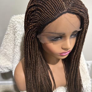 Cornrow Box Braided Wig, Long Black Wig with Baby Hair, 36” Twirl Braid Wigs 13X6 Lace Closure, Ready to Wear Color 33