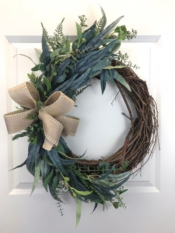 Eucalyptus Wreath Front Door Wreaths Year Round Wreath Modern Wreath Wreaths For The Front Door Succulent Wreath Spring Wreath - 