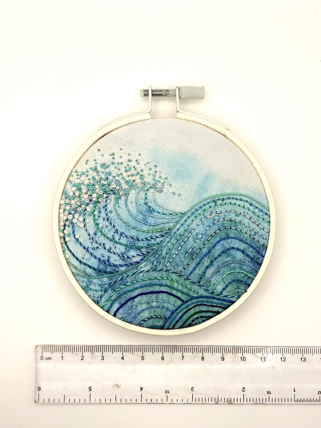 Hand-embroidered Ocean Wave Hoop Art – Original Textile Illustration - Etsy