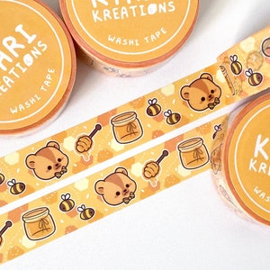 Honey Bear Washi Tape, Cute Washi Tape, Spring Washi Tape, Honey Bee Washi Tape