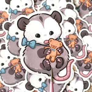 Cute Opossum Sticker, Teddy Bear Opossum Stickers