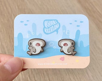 Pendientes de tiburón martillo, bonitos pendientes de tiburón