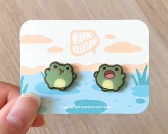 Cute Froggy Earrings, Frog Stud Earrings, Toad Earrings, Summer Earrings, Animal Stud Earrings