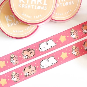 Cute Christmas Washi Tape, Holiday Washi Tape, Reindeer, Polar Bear, Corgi