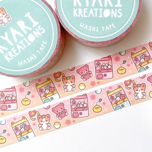 Claw Machine Arcade Washi Tape, Cute Pink Washi Tape, Pink Aesthetics