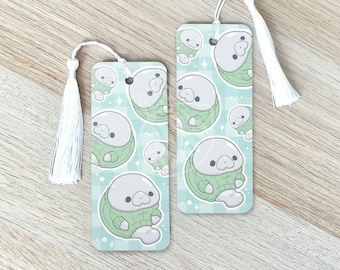 Manatee In A Sweater Bookmark, Cute Tassel Bookmark