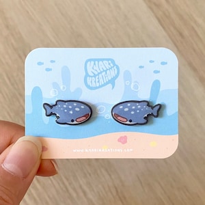 Cute Whale Shark Earrings, Kawaii Shark Stud Earrings