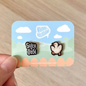 Silly Goose Stud Earrings, Cute Goose Earrings, Funny Novelty Earrings