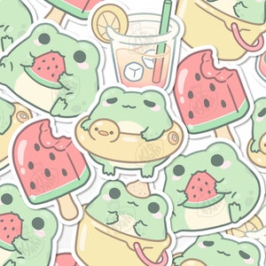 Cute Beach Frog Sticker Set - Etsy