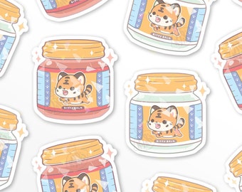 Kitty Balm Holographic Stickers, Cute Tiger Sticker
