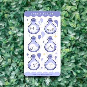 Spooky Potion Sticker Sheet, Cute Ghost Stickers, Pastel Purple Stickers, Cute Halloween Stickers