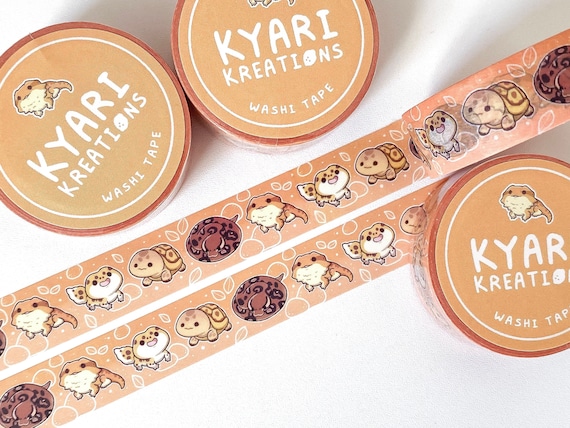 Reptiles Washi Tape, Cute Animal Washi Tape, Bearded Dragon, Ball Python, Leopard Gecko, Tortoise