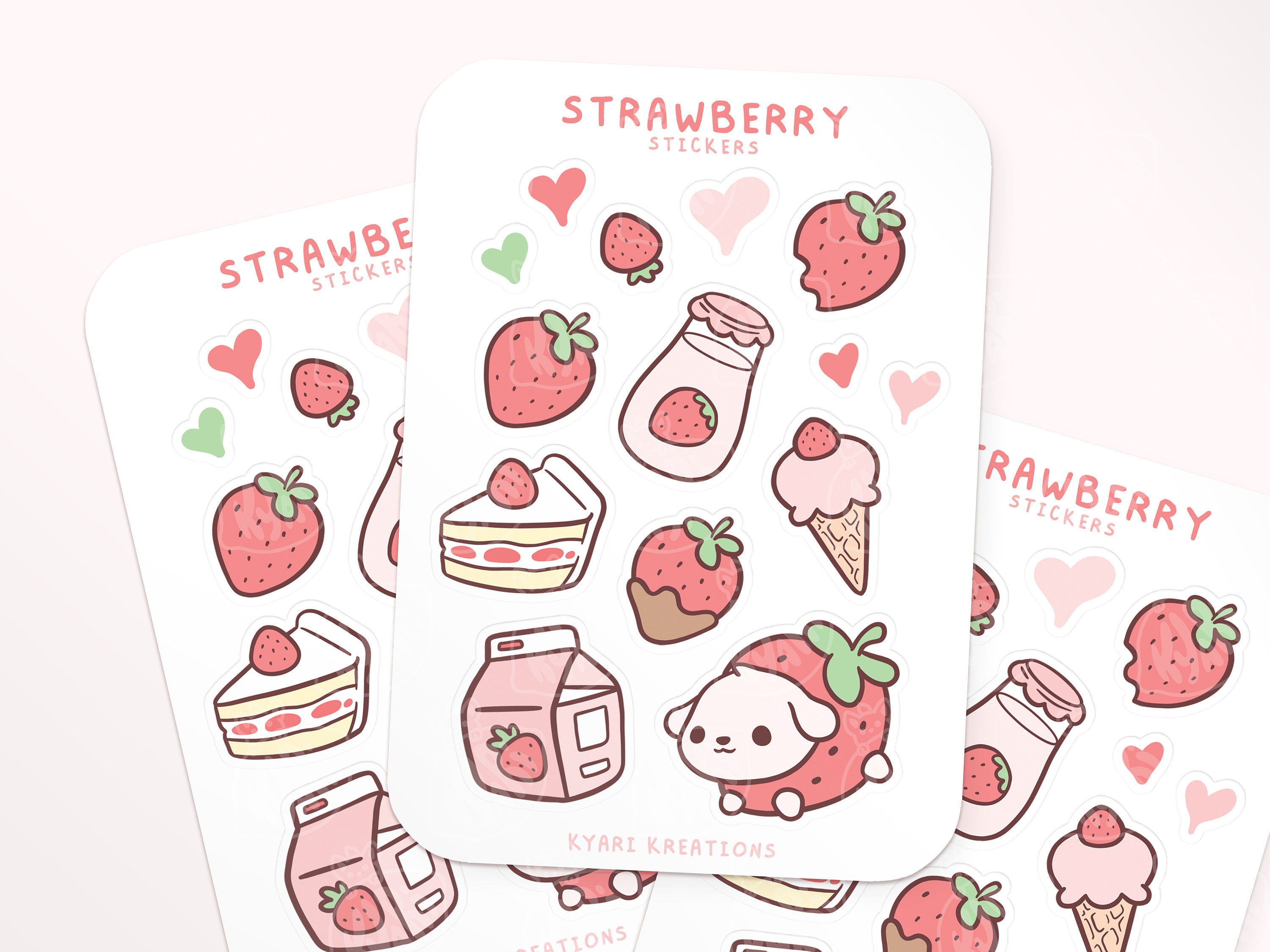 Cute pink strawberry - Strawberry - Sticker