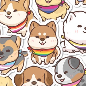 Cute LGBTQ+ Puppy Stickers, Pride Dog Stickers, Pride Stickers