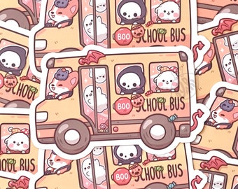 Spooky School Bus Stickers, Trick or Treat Sticker, Cute Halloween Stickers