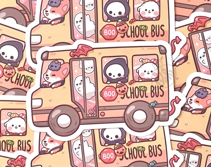 Bus Sticker Cute Spooky School Bus Stickers, Trick or Treat Sticker, Cute Halloween ...