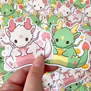 Pegatinas lindas del dragón de la suerte, pegatinas del año del dragón, pegatinas de vinilo impermeables, dragón Sakura