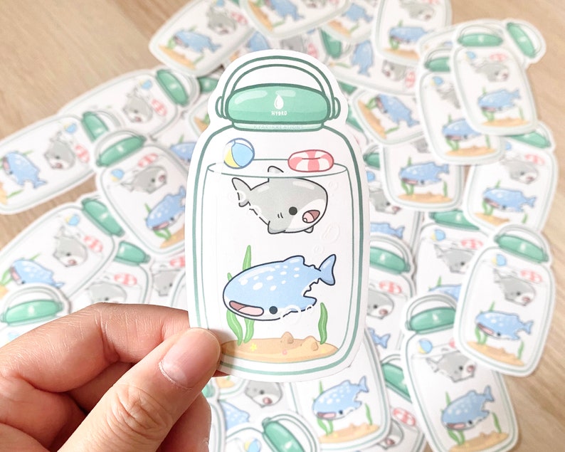 Sharks in A Bottle Sticker Transparent Waterproof Vinyl Etsy